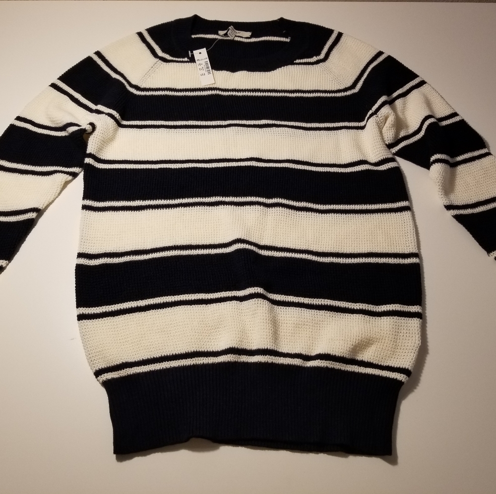 Madewell Blue Stripe Waffle Sweater Sz S